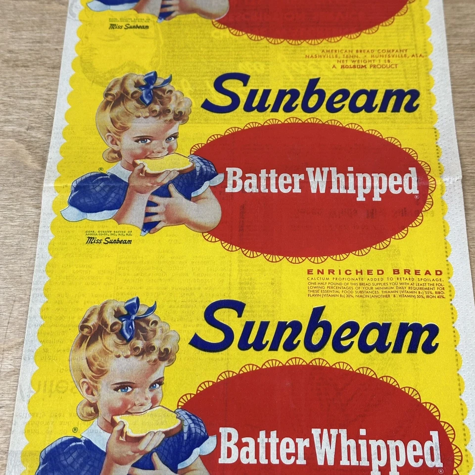 Vintage 1964 Miss Sunbeam Bread Advertising Wax Paper 22" Color Proof Ad Sign - Image 2 of 4