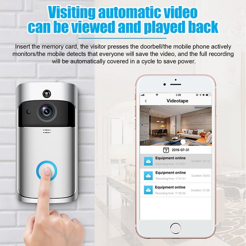Wireless WiFi Video Doorbell Smart Phone Camera Door Bell Ring Intercom Security - Picture 13 of 28