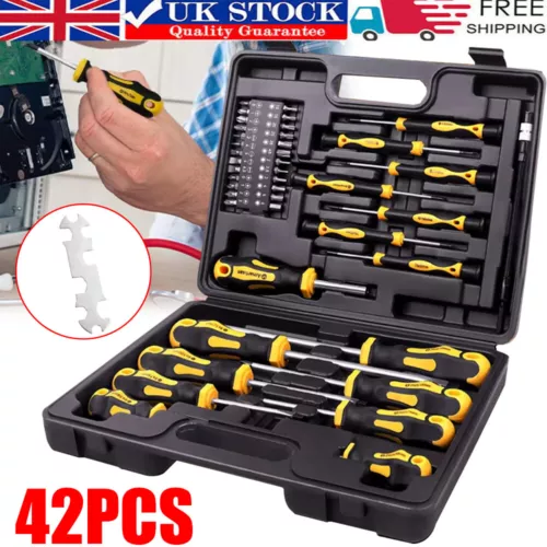 42PCS Premium Magnetic Screwdriver Set Cross-Head Flat Heads Precision