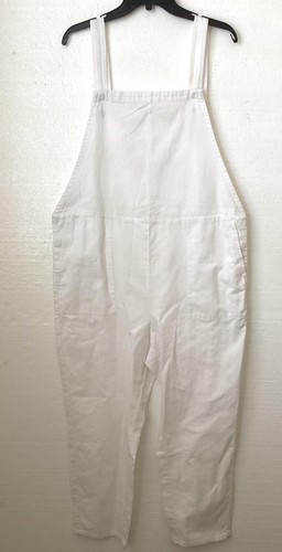 Eileen Fisher Organic Cotton Hemp Overalls White Sz XL NWT $188 - Picture 1 of 6