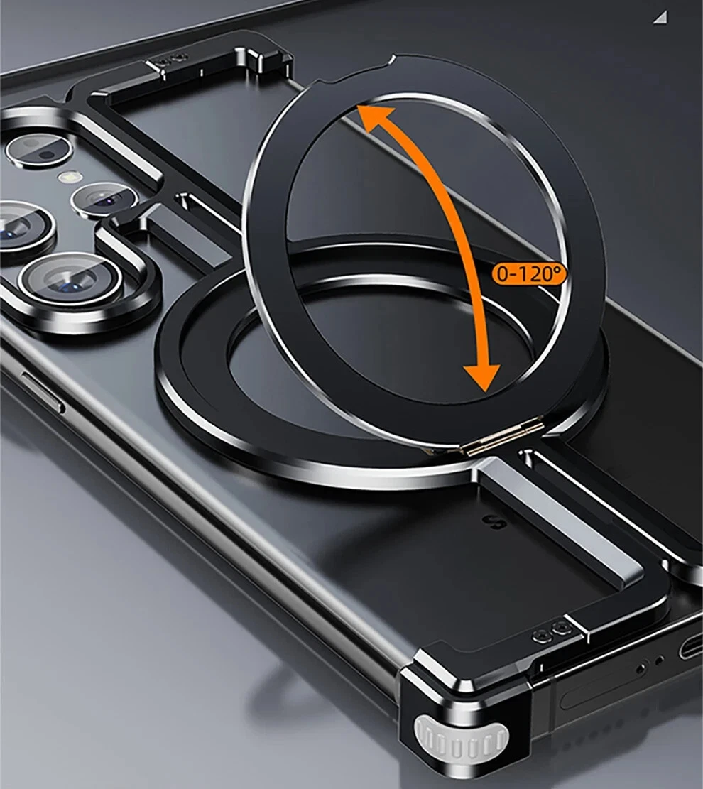 Magnetic Aluminum Metal Frameless Bumper Stand Case For Samsung S25 S24 Ultra + - 第 6 张/共 18 张
