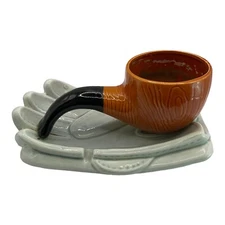 Vintage Double Ashtray Pipe Golf Gloves Planter Ceramic MCM Brinn’s  Japan *Read