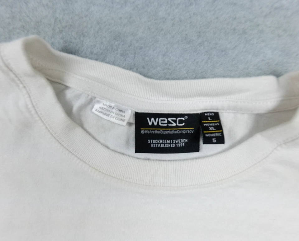 Рубашка WESC для взрослых большая белая с коротким рукавом мужская графическая футболка серфинг совершенно повседневная - Изображение 4 из 4