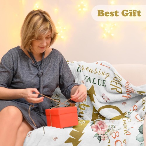 80th Birthday Gifts for Women/Men Blanket 60x50in, 80 50*60, - Picture 4 of 7