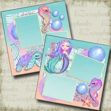 Shimmery Sea Life - 2 Premade Scrapbook Pages - EZ Layout 4850