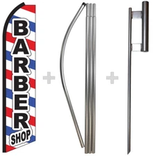 Barber Shop 15' Tall Swooper Flag & Pole Kit Feather Super Banner