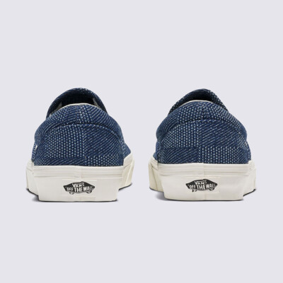 Vans Denim Classic Slip-on Skate Sneakers Shoes Check Navy
