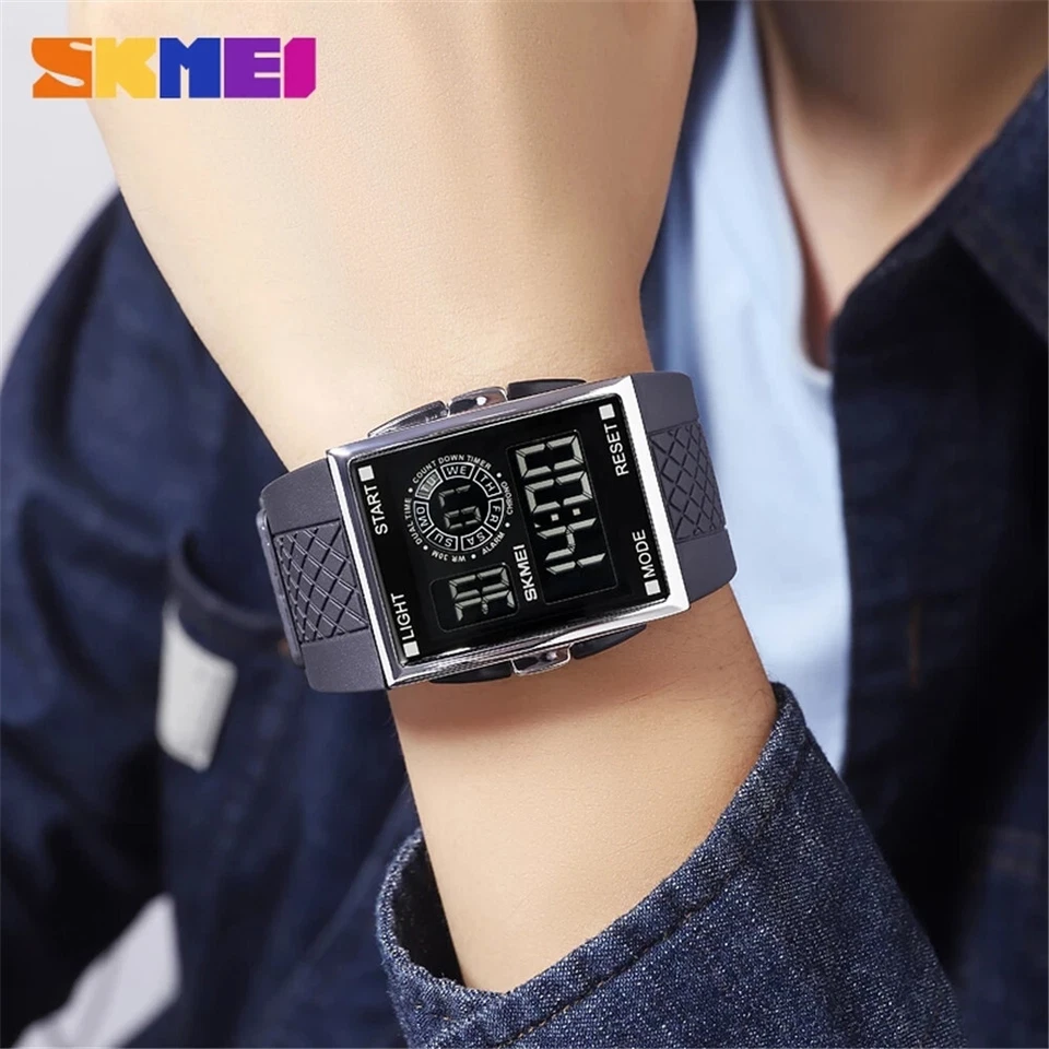 SKMEI Reloj Pulsera Hombre LED Digital Moda Estuche Rectángulo Cronógrafo Foto 3 de 4