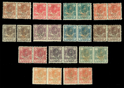 Spanish GUINEA 1911 King Alfonso XIII ovpt. Type I+II in pairs Sc# 102-114var MH - 第 1/2 張圖片