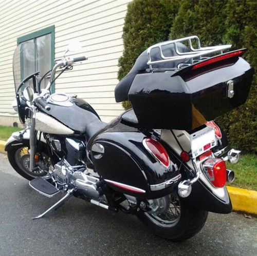 Motorcycle Hard Saddle Bags +Luggage Trunk W/ Tail Light For Harley Yamaha - Picture 19 of 21