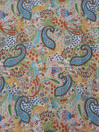 Manta de colcha hecha a mano con estampado de pájaro Kantha edredón algodón indio - Imagen 17 de 22