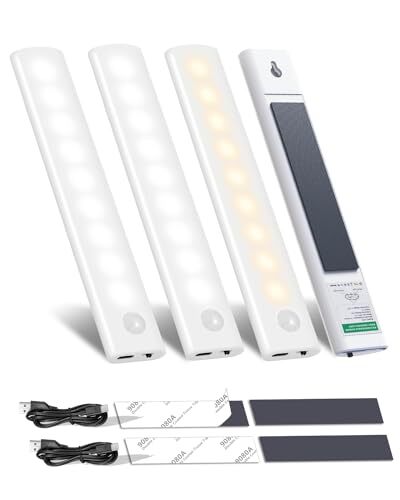 Under Cabinet Lights,Motion Sensor Closet Light Rechargeable 4PC white & warm