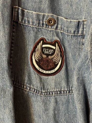 Harley Davidson HD Camicia Uomo Denim Manica Lunga Bottoni Taglia 3XL Big Man - Foto 3 di 12
