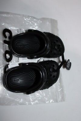Crocs Boys Baya 207012-00 Black Water Resistant Slip On Casual Clogs Shoes Sz 4C