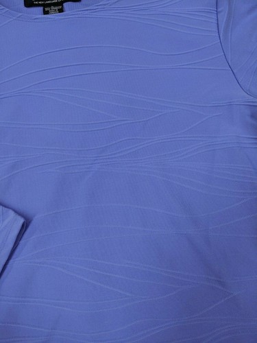 NWT Dialogue QVC L Bust 40" Stretchy Blue Knit Top Embroidered - Picture 3 of 6