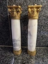 pair of antiques columns in marble and bronze nap III