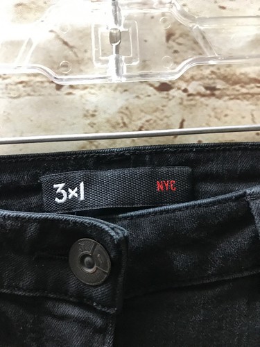 3x1 NYC Crop Baby Boot Mid Rise ausgefranste Jeans, schwarzer Riss, 27 Zoll - Bild 7 von 12