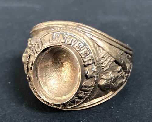 Anello vintage in ottone per pompiere volontario, taglia 11 - Foto 6 di 8