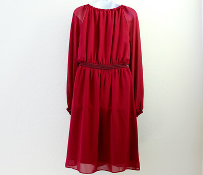 long sleeve red peasant dress Altuzarra Target Red Ruby Long Sleeve Boho Peasant Dress Size 8 Embroidery  NEW