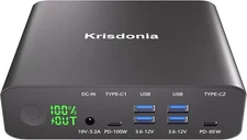 Krisdonia PD 100W Power Bank, 32000mAh Portable Laptop Charger [PD 3.0 100W &...