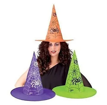Cappello da Strega per Halloween con Ragnatela Colori Assortiti per Bambina  e Ad
