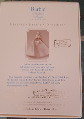 Hallmark Keepsake LISETTE Barbie adorno hecho a mano y tela 2004 - Imagen 4 de 7