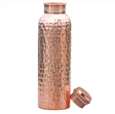 34oz Pure Copper Water Bottle - Handmade Hammered Finish - Ayurvedic Health USA