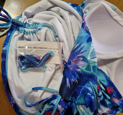 Womens Tankini Swimwear Top Size 10 Blue Halterneck Detachable Strap Ladies - Picture 5 of 9