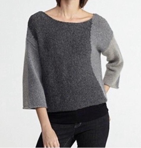 EILEEN FISHER Gray Colorblock Wool 