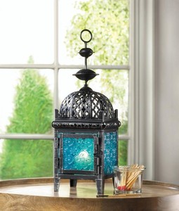 outdoor lantern blue medallion metal decorative floor patio outdoor
