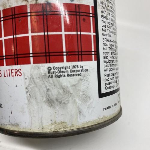 Vintage 1976 RUST-OLEUM Thinning Oil 641 Small Face Scotty 1qt paint can Bucket - Picture 2 of 3