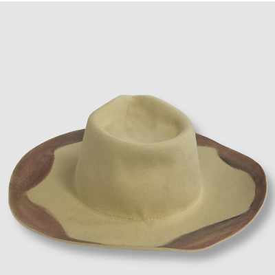 $502 SUPERDUPER Womens Ivory Wide Grateful Paint Brim Fur Crown Fedora Hat Sz 58 Women main image 2