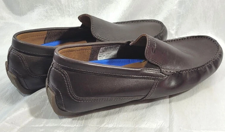 Mocassini Clarks uomo Markman stile guida tinta unita marrone scuro taglia mista L8 R8 5