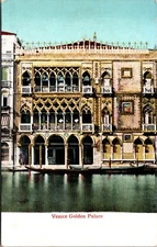 Vintage Postcard Venice Golden Palace Italy Gondola JQ6