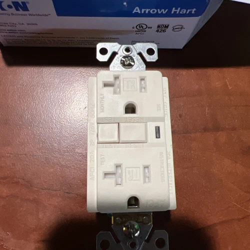 Cooper Wiring TRAFCI20LA 20 Amp Tamper Resistant AFCI Receptacle, Light Almond F