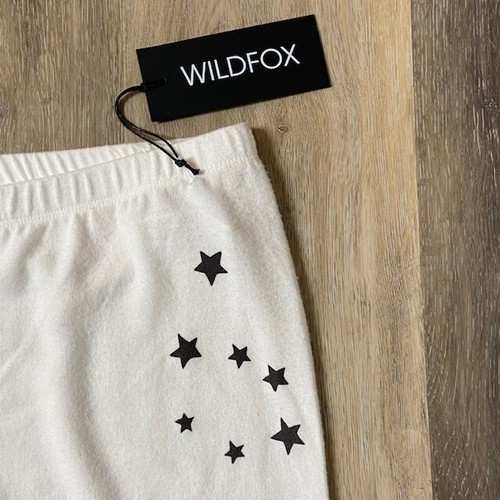NWT WILDFOX "Believe" White Black Stars Super Soft Casual Jogger Pants Sz Medium - Picture 5 of 7
