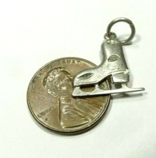 VINTAGE ICE SKATE SKATING STERLING SILVER BRACELET CHARM NECKLACE PENDANT 925