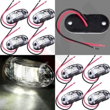 8x Clearance White Oval Led Lamp 2 Diode Trailer Truck Side Marker Light 2 Wire