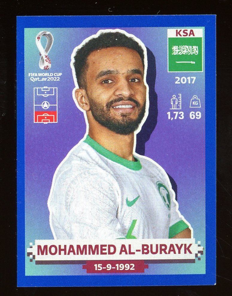 2022 Fifa World Cup Panini Sticker Blue Parallel MOHAMMED AL BURAYK Saudi Arabia