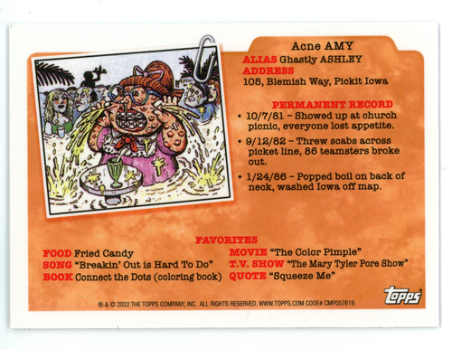 Secchio Spazzatura Bambini Tanya Hide 202b GPK Topps 2022 Cromo Serie 5 - Foto 2 di 2