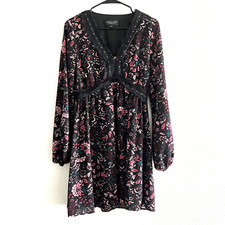 Laundry By Shelli Regal Dress Small Floral Black Boho Lace Front