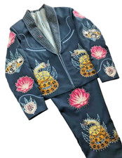 Men 2Pc Custom Made Snake  Flower Embroidered Country Western Wedding Outfits