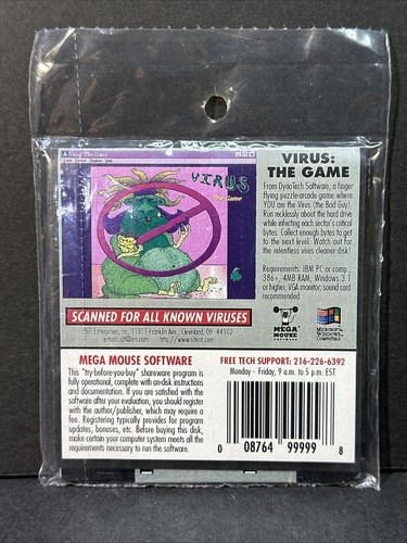 Virus: The Game Mega Mouse Software PC IBM Windows Disk 3.5" - Picture 2 of 2