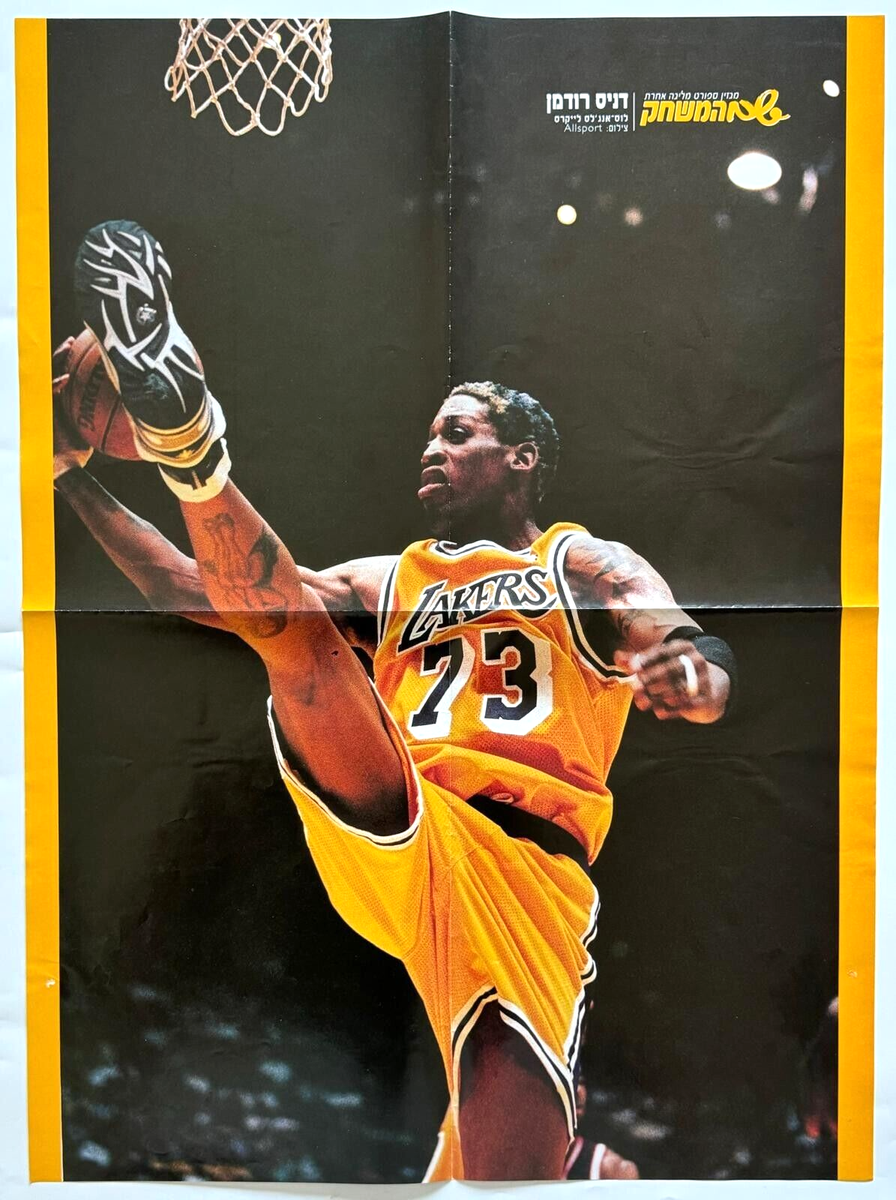 Vintage Rare 90's Dennis Rodman Poster Los Angeles Lakers Israeli