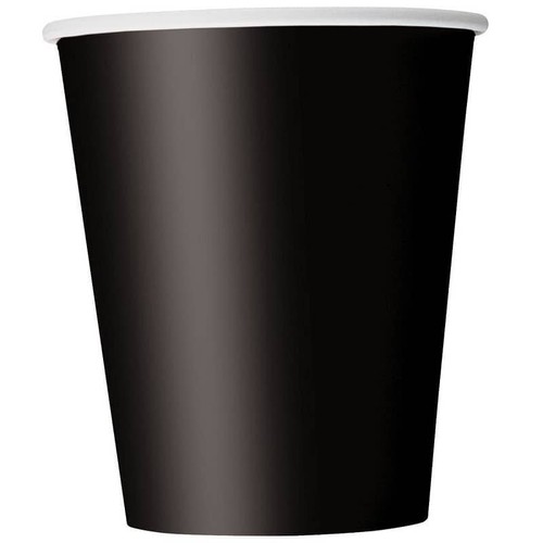 Black Solid Colour Paper Cups 8pk Birthday Table Decorations Party ...