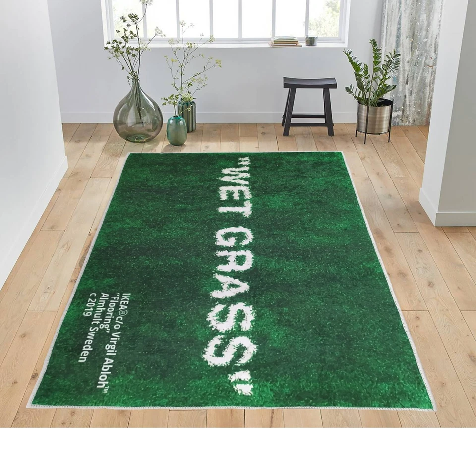 Césped húmedo, alfombra de césped húmedo, alfombra de césped, alfombras con patrón de césped húmedo, alfombra Ikea, Virgil Foto 2 de 4