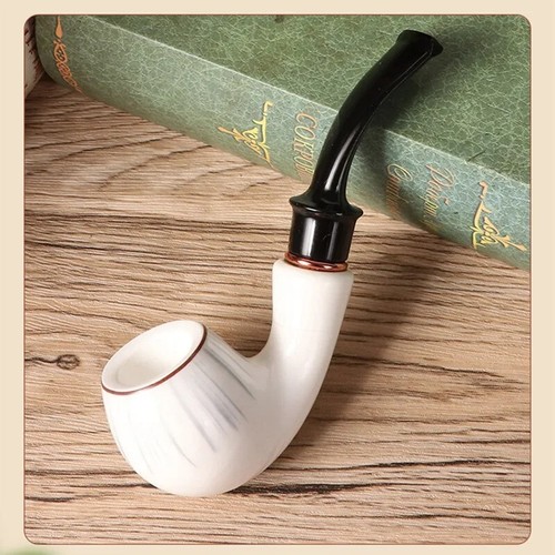 Resin Cigarette Pipe White Bent Type Portable Smoking Accessories for Gift 9mm - Picture 2 of 24