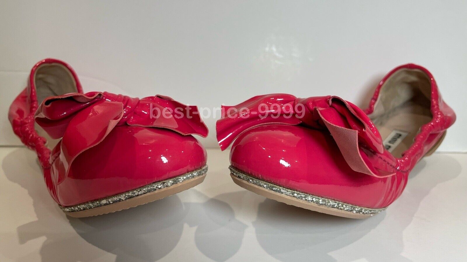 Miu Miu- Size 37 - Pink Lambskin Leather Bow Scrunch Ballet Flats Shoes - New