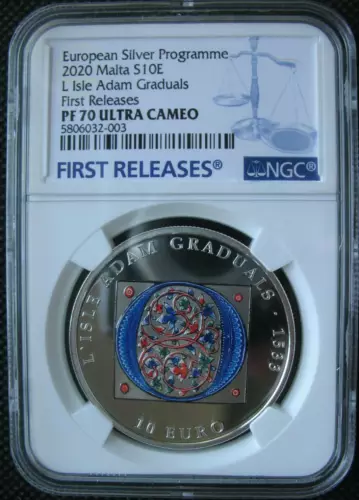 Malta 10Euro 2020 Silver Proof Coin Gothic L'Isle Adam Graduals NGC PF70 FR