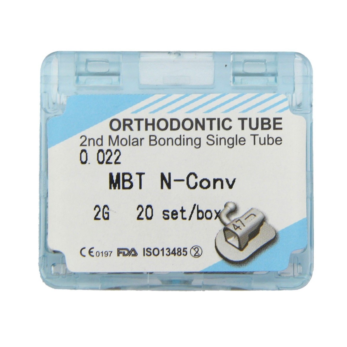 AZDENT Dental Orthodontic Buccal Tubes - Roth/MBT .022 Slot, 1st Molar Double Tube, 4pcs/Pack - View #2